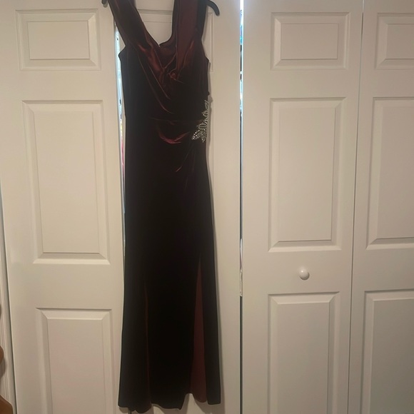 Burgundy Alex evening gown, worn once. No rips or stains retails $225 brand new. - Picture 3 of 6